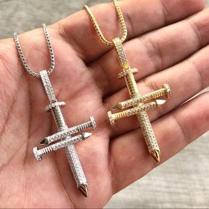 925Sterling Silver BLINK ICED PAVE NAIL CROSS NECK